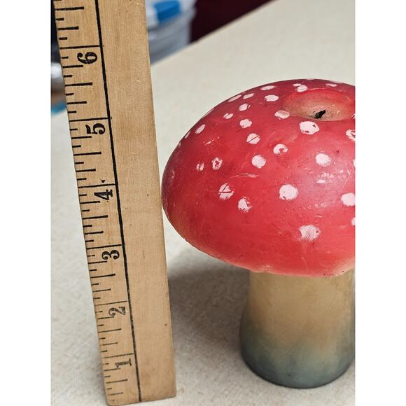 Vintage 70s Groovy Mushroom Wax Candle Decor 5” Tall Mushie Collector - Picture 7 of 7